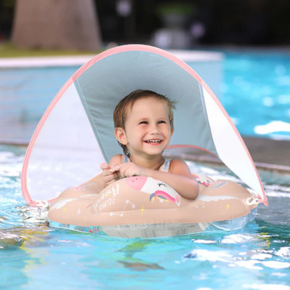 Baby Swim Float with Sunshade Canopy | Safety Buckle, Quick-Drying & Ideal for Infants 3-24 Months