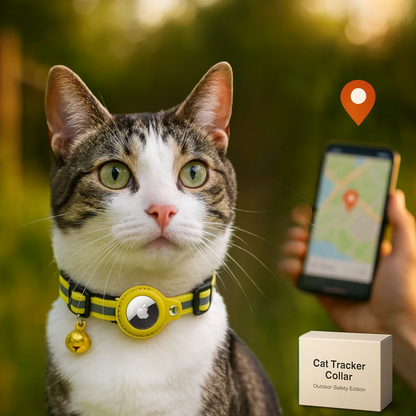 Cat GPS Tracker Collar | Quick Release Closure, Reflective Design & Durable for Outdoor Safety Adventures