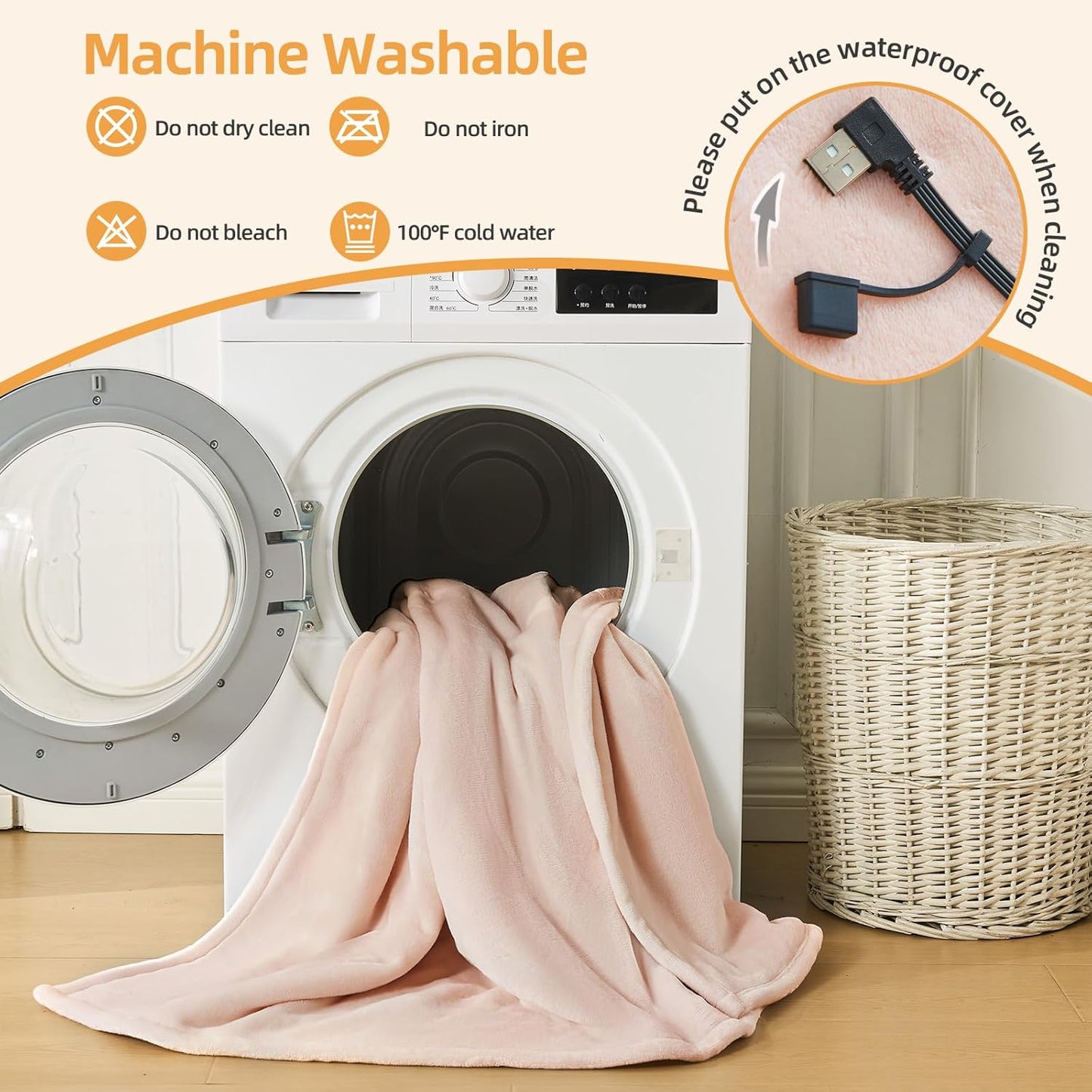 Electric Heated Throw Blanket – USB Powered Heated Blanket with 3 Heat Levels for Home, Office & Travel