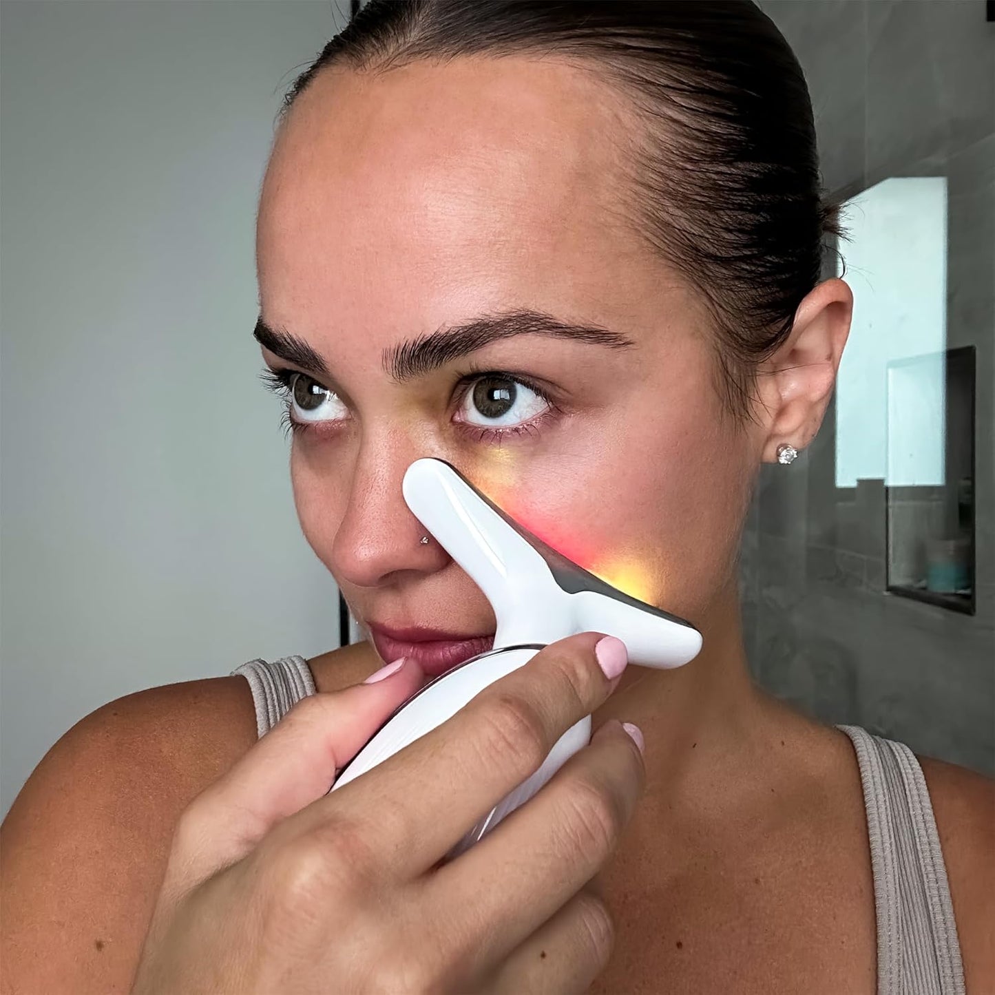 Infrared Red Light Therapy LED Light Skin & Neck Sculptor | 7-in-1 Anti-Aging Device with Microcurrent & Vibration for Home Skincare | red light therapy at home