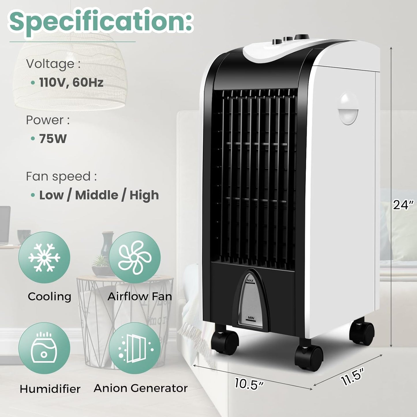 Portable Air Conditioner | Windowless, Energy Efficient & Ideal for Bedroom, Home & Office Use