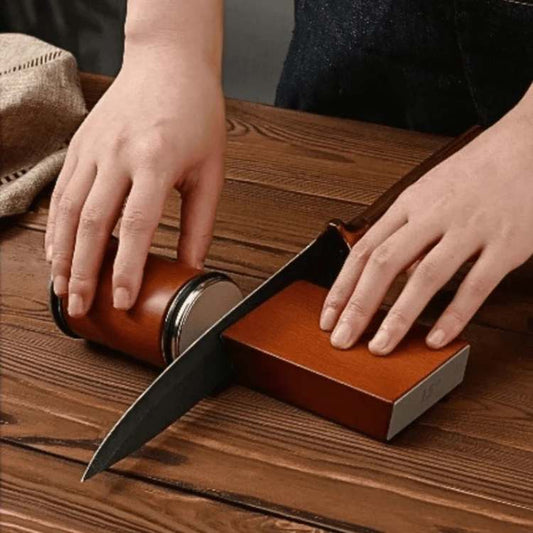 Rolling Knife Sharpener with Precision Grinding for Kitchen Knives and Blades - Easy to Use & Compact Design