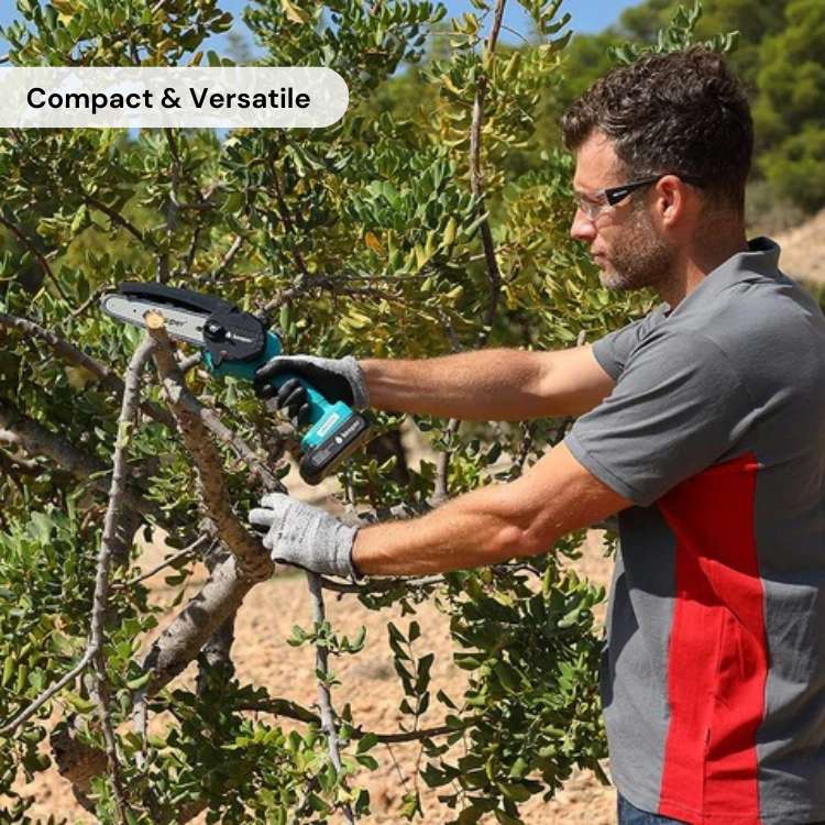 6" Mini Cordless Electric Chainsaw - Lightweight Battery-Powered Tool for Tree Trimming & Gardening