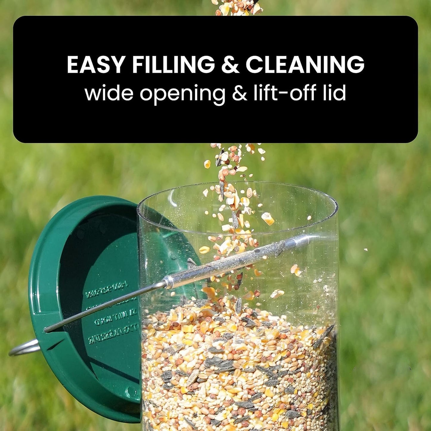 Squirrel-Proof Bird Feeder with Spinning Mechanism and 5 lb Seed Capacity for Wild Birds in Backyard Gardens