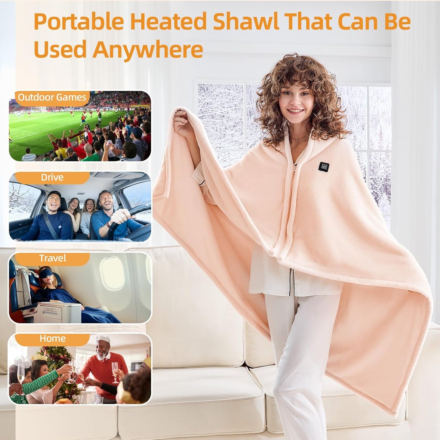 Electric Heated Throw Blanket – USB Powered Heated Blanket with 3 Heat Levels for Home, Office & Travel