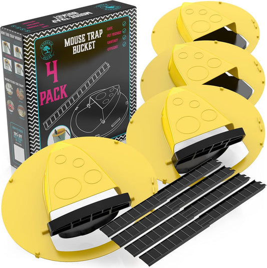 4-Pack Bucket Lid Mouse Trap - Auto-Reset, Non-Toxic & Effective for Indoor and Outdoor Rodent Control