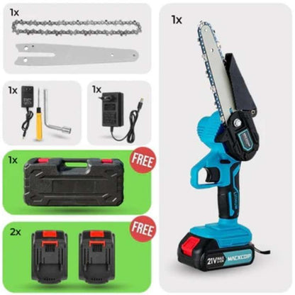 6" Mini Cordless Electric Chainsaw - Lightweight Battery-Powered Tool for Tree Trimming & Gardening