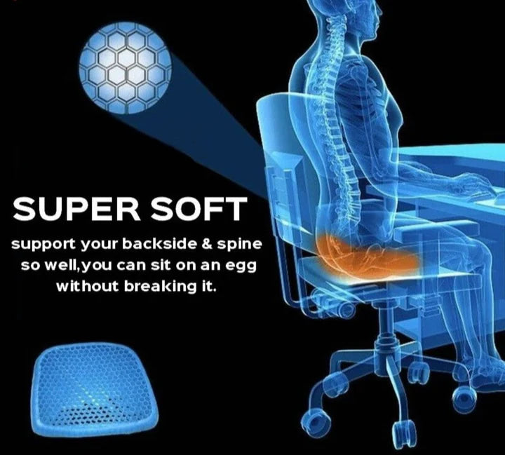 Orthopedic Gel Seat Cushion | Pressure Relief, Tailbone & Lower Back Support for Office Chair, Car & Wheelchair Use