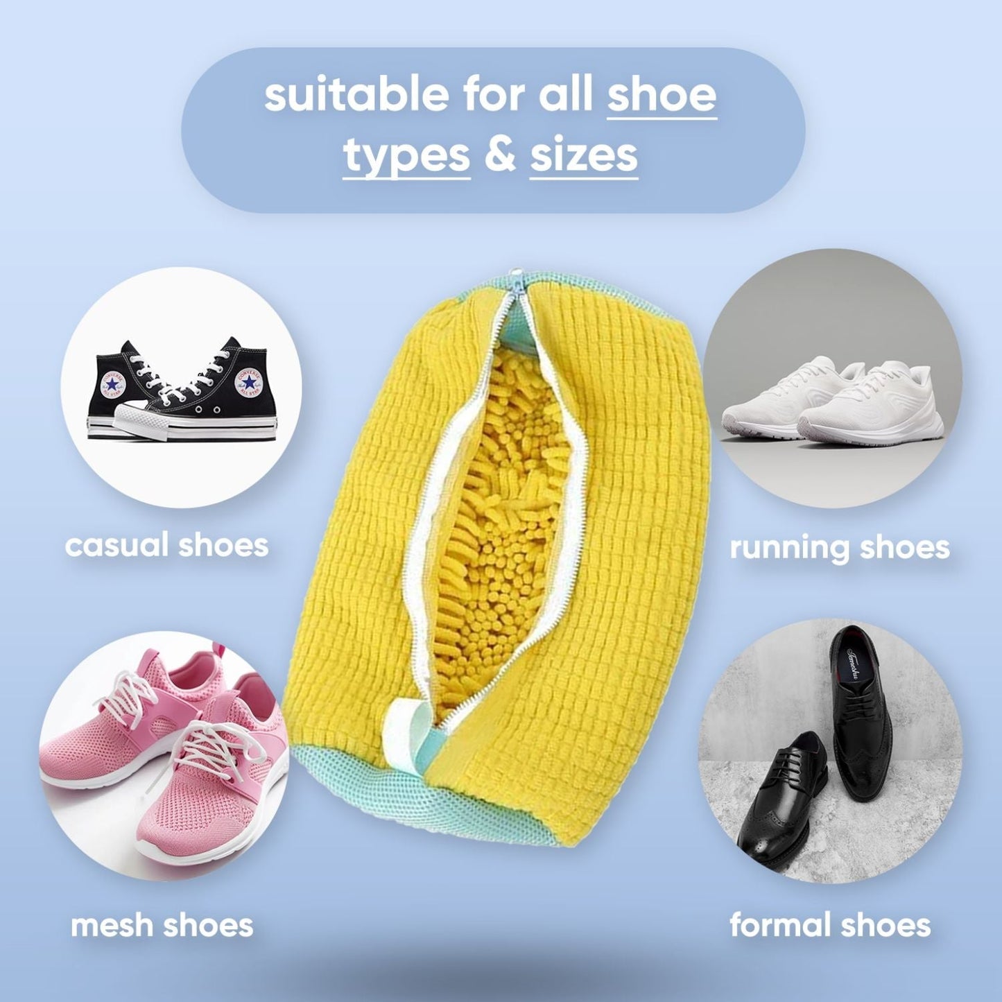 Laundry Shoe Bag | Soft Bristle Design for Gentle Cleaning & Protection Against Damage for All Shoe Types