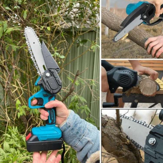 6" Mini Cordless Electric Chainsaw - Lightweight Battery-Powered Tool for Tree Trimming & Gardening