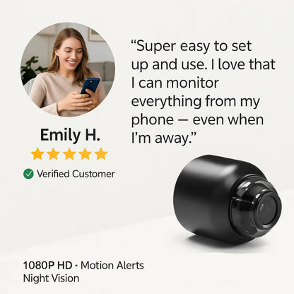 Mini Wireless Hidden Camera with Audio - Compact Spy Camera for Home Security & Nanny Monitoring