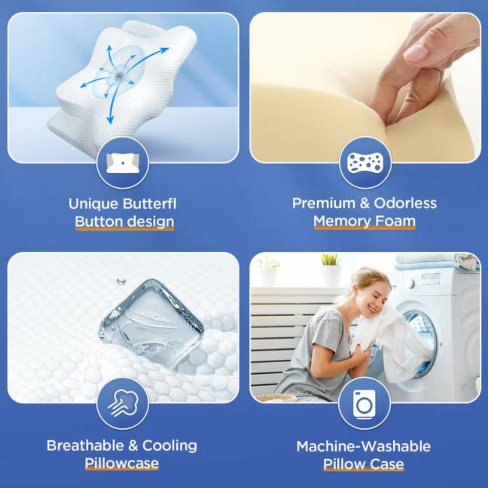 Pillow for Sleep Apnea & Snoring Relief – Ergonomic Memory Foam Anti-Snore Pillow for Better Breathing & Deep Sleep Support