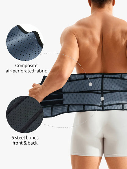 Mens Waist Trainer for Gym & Weight Loss | Triple Compression Fat Burning Sweat Belt | Back Support & Core Trimmer