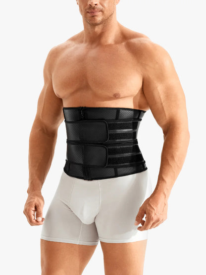 Mens Waist Trainer for Gym & Weight Loss | Triple Compression Fat Burning Sweat Belt | Back Support & Core Trimmer