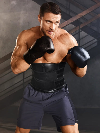 Mens Waist Trainer for Gym & Weight Loss | Triple Compression Fat Burning Sweat Belt | Back Support & Core Trimmer