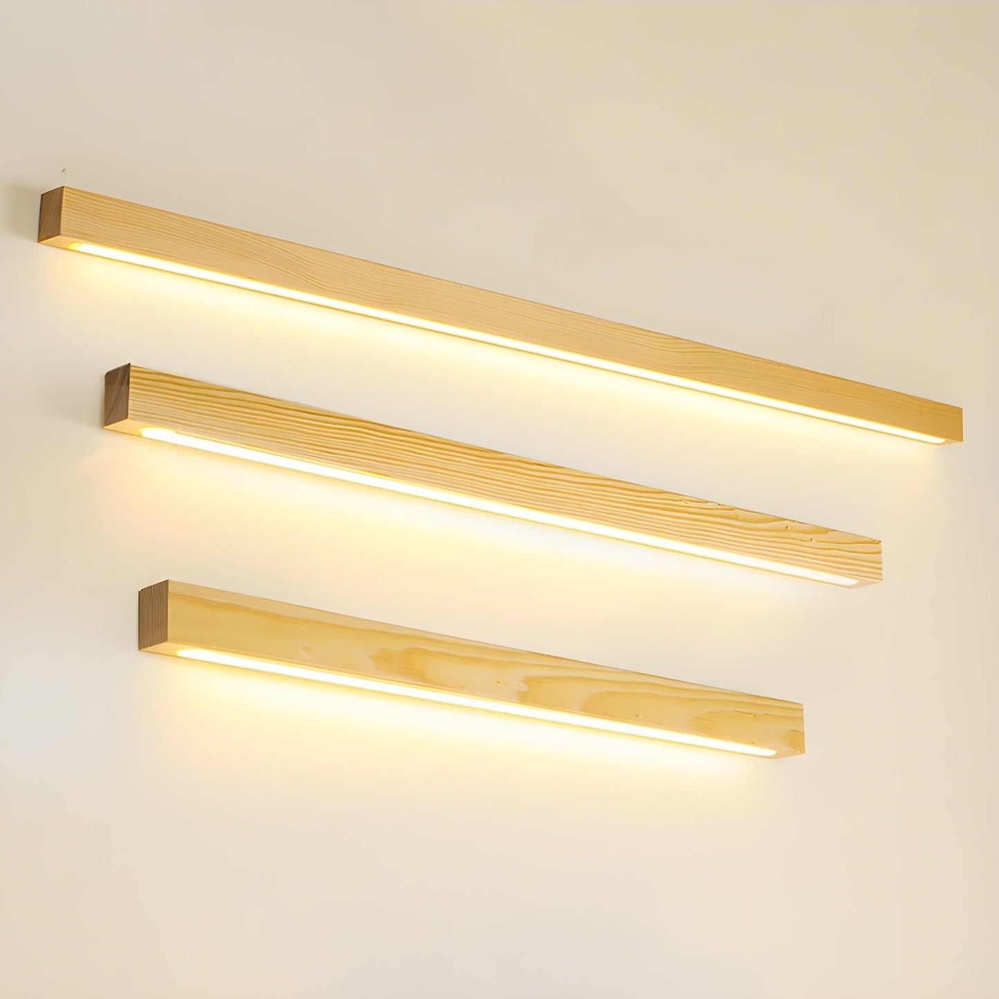 LED Linear Wood Wall Light Fixture - Rustic Design for Living Room & Hallway Lighting