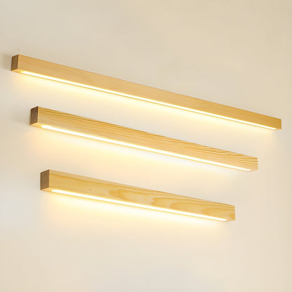 LED Linear Wood Wall Light Fixture - Rustic Design for Living Room & Hallway Lighting