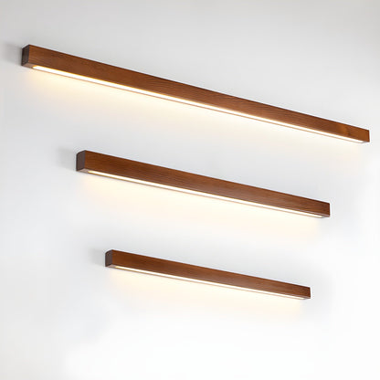 LED Linear Wood Wall Light Fixture - Rustic Design for Living Room & Hallway Lighting