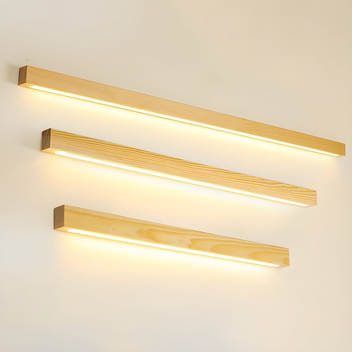 LED Linear Wood Wall Light Fixture - Rustic Design for Living Room & Hallway Lighting