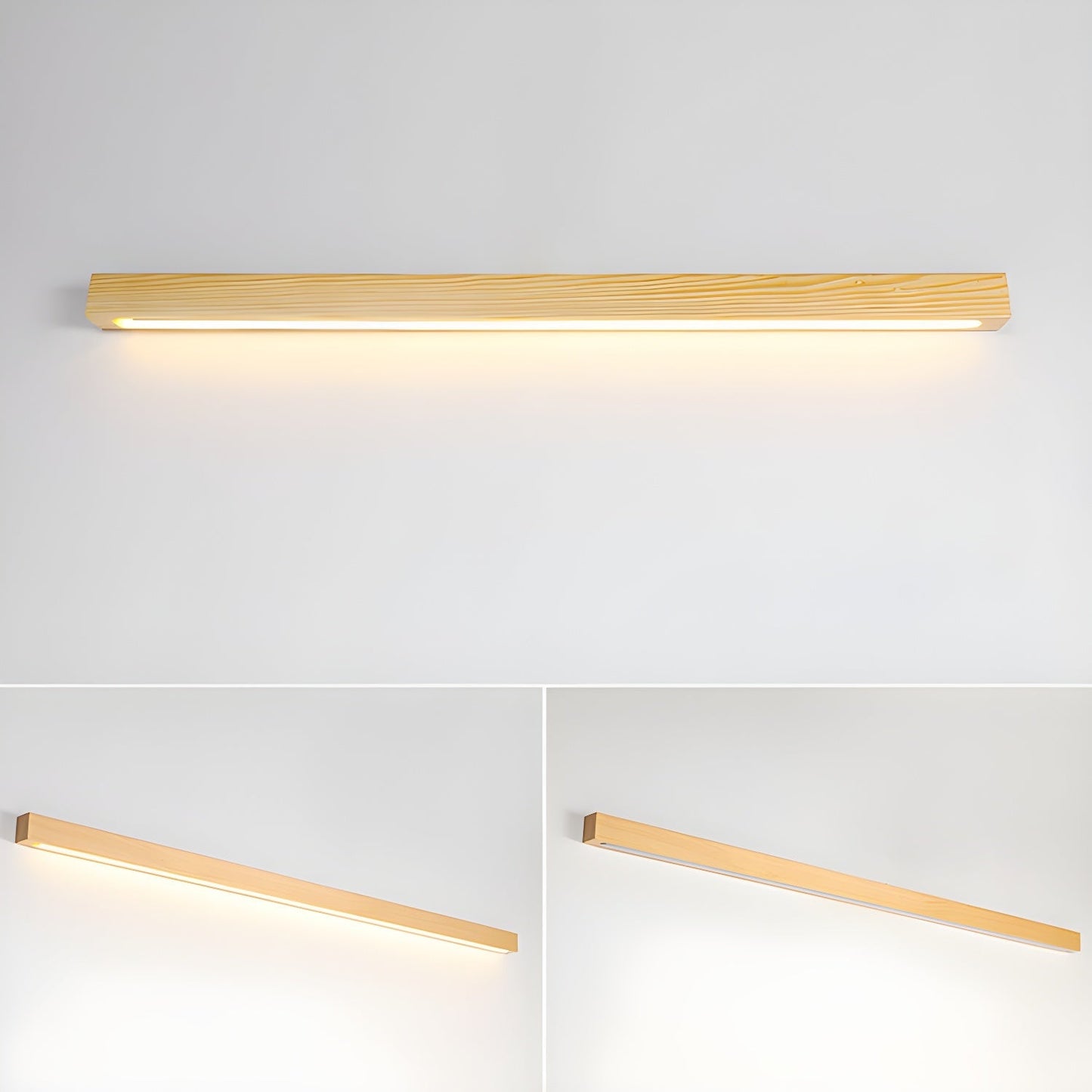 LED Linear Wood Wall Light Fixture - Rustic Design for Living Room & Hallway Lighting