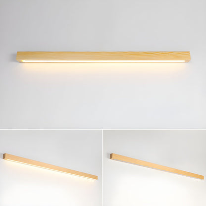 LED Linear Wood Wall Light Fixture - Rustic Design for Living Room & Hallway Lighting