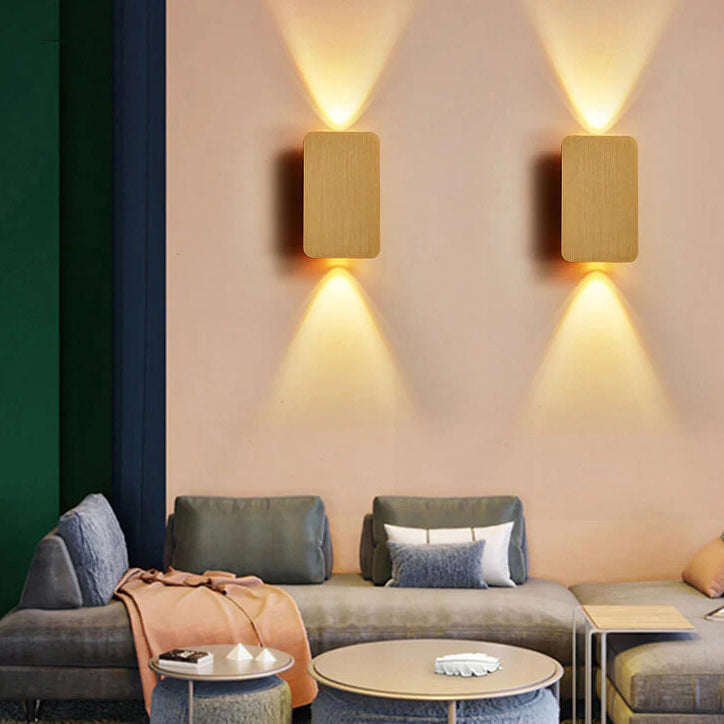 LED Wall Sconce Light Fixture - Nordic Minimalist Aluminum Rectangular 2-Light Panel for Modern Home Decor & Hallways