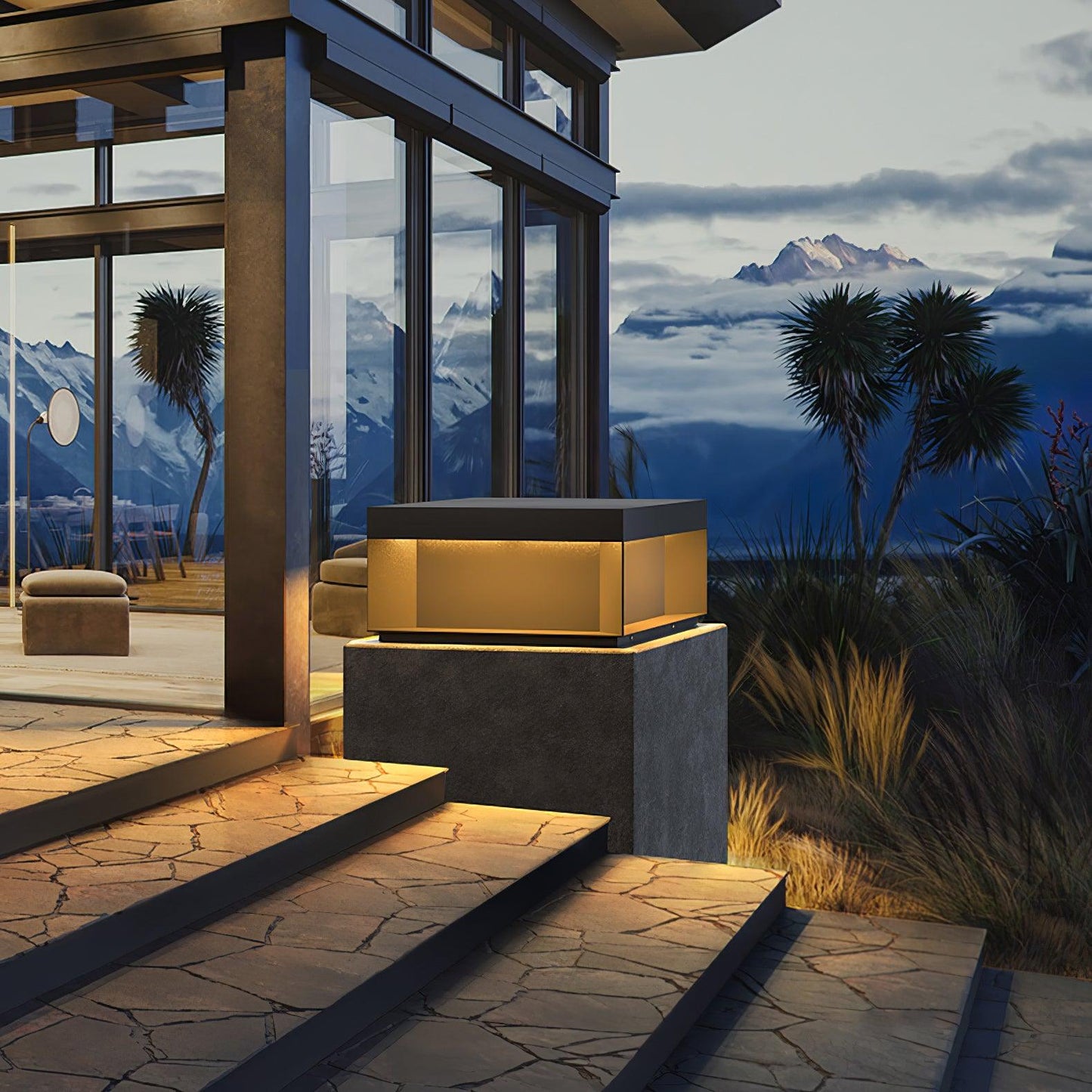 Black Box Outdoor Post Light Fixture - Weather-Resistant LED Lamp for Pathway, Garden & Patio Lighting