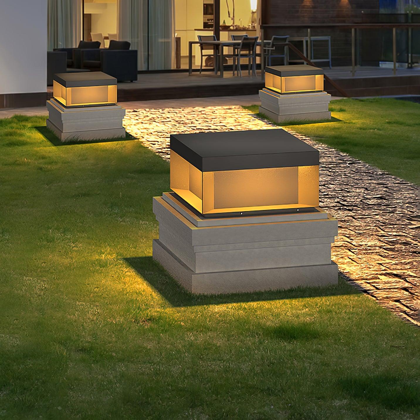 Black Box Outdoor Post Light Fixture - Weather-Resistant LED Lamp for Pathway, Garden & Patio Lighting