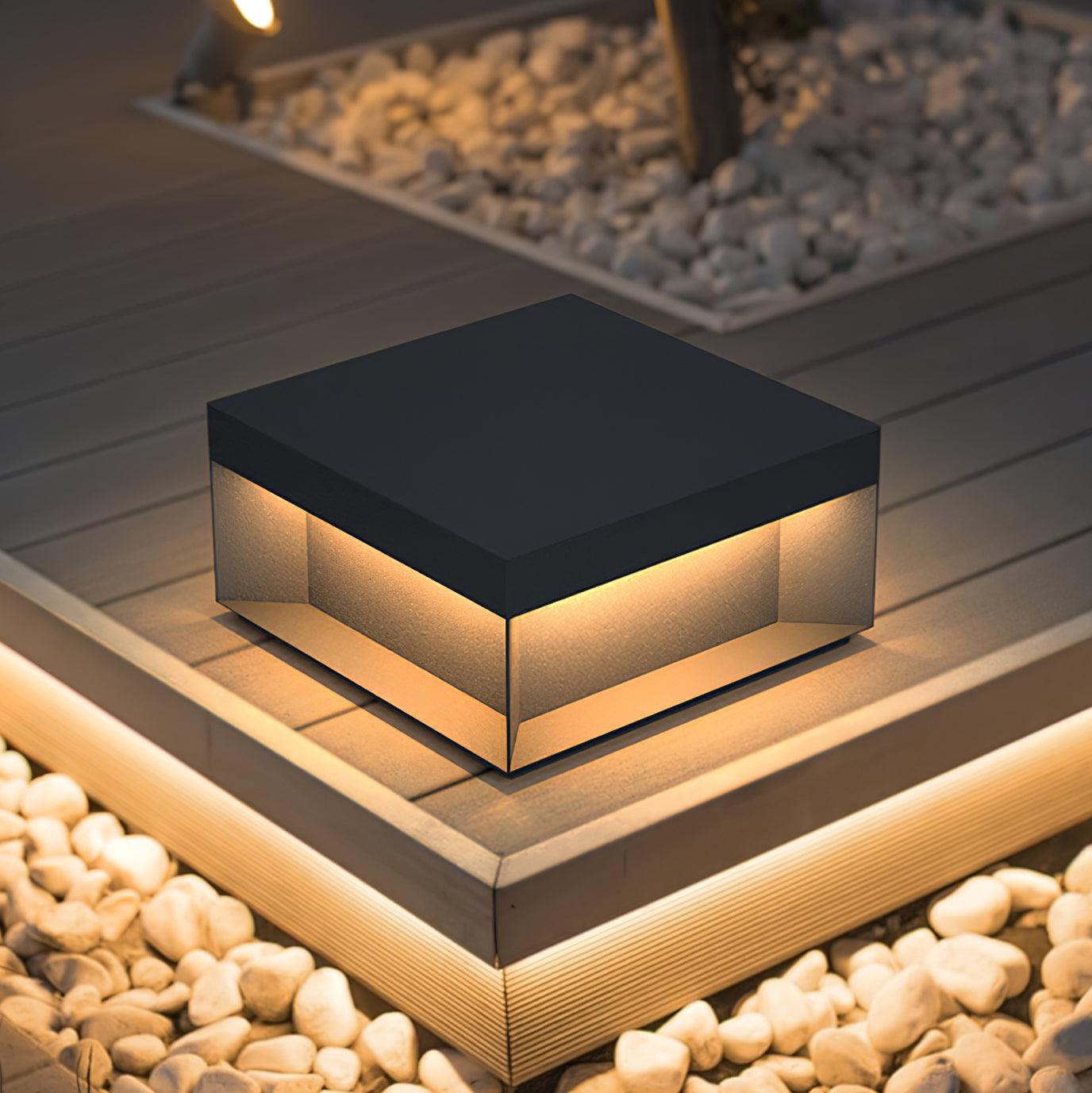 Black Box Outdoor Post Light Fixture - Weather-Resistant LED Lamp for Pathway, Garden & Patio Lighting