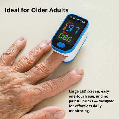 High-Precision Non-Invasive Blood Oxygen Monitor | Blood Glucose Meter | One-Button Operation, LED Display & Ideal for Diabetes Control in Home