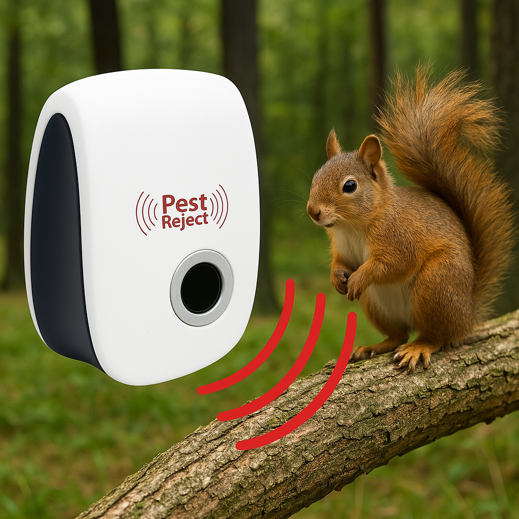 Ultrasonic Squirrel Repeller Device - Effective Pest Control for Gardens & Yards - Deters Squirrels in 48 Hours