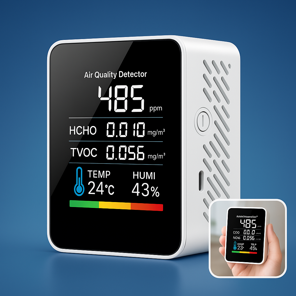 CO2 Carbon Dioxide Monitor | Real-Time Alerts, Portable Design & Ideal for Home, Office, or Classroom Air Quality Monitoring