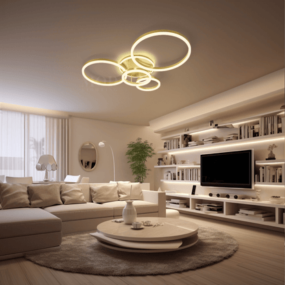 Chic Eelegant Modern Ceiling Light | Gold or Black Finish, 2-6 Circle Ceiling light for Home Decor | House lights indoor