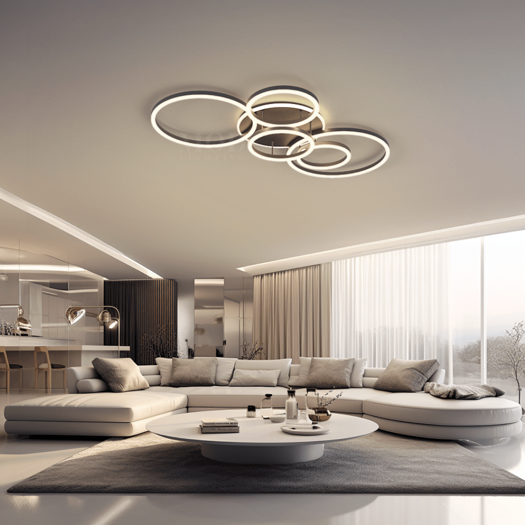 Chic Eelegant Modern Ceiling Light | Gold or Black Finish, 2-6 Circle Ceiling light for Home Decor | House lights indoor