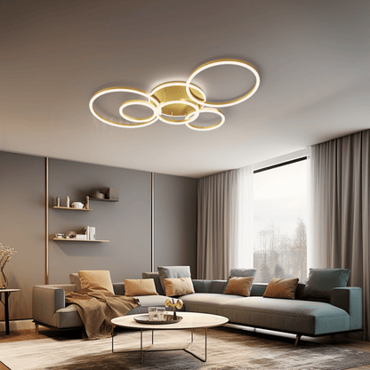 Chic Eelegant Modern Ceiling Light | Gold or Black Finish, 2-6 Circle Ceiling light for Home Decor | House lights indoor