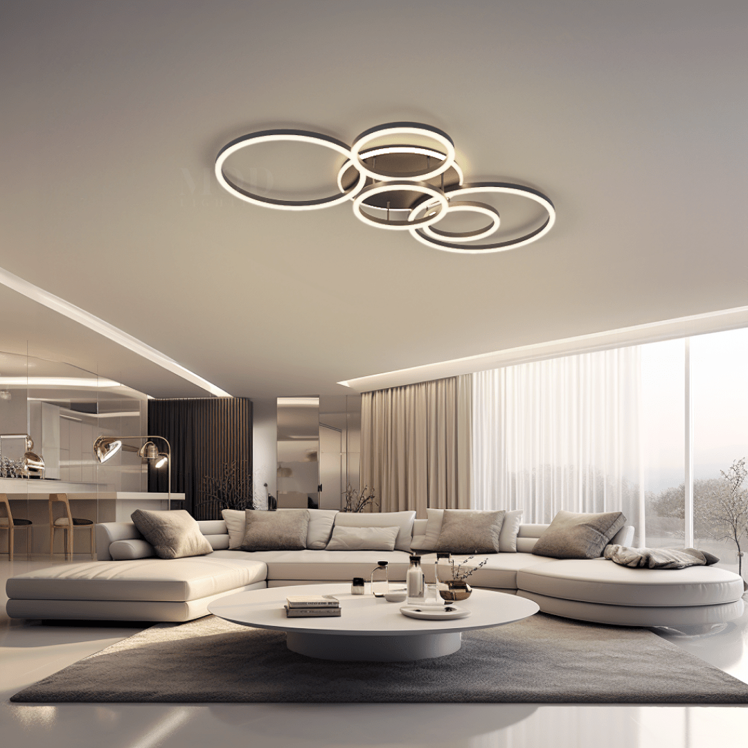Chic Eelegant Modern Ceiling Light | Gold or Black Finish, 2-6 Circle Ceiling light for Home Decor | House lights indoor