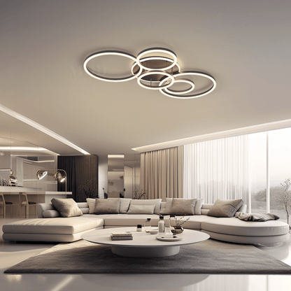 Chic Eelegant Modern Ceiling Light | Gold or Black Finish, 2-6 Circle Ceiling light for Home Decor | House lights indoor