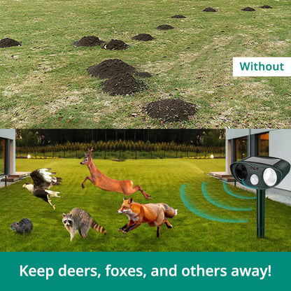 Infrared Solar Powered Animal Pest Repeller | Effective High-Frequency Sound for Garden Protection