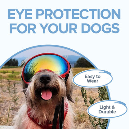 Dog Goggles for Eye Protection - UV Protection Sunglasses for Dogs - Adjustable Fit for Outdoor Activities & Water Sports