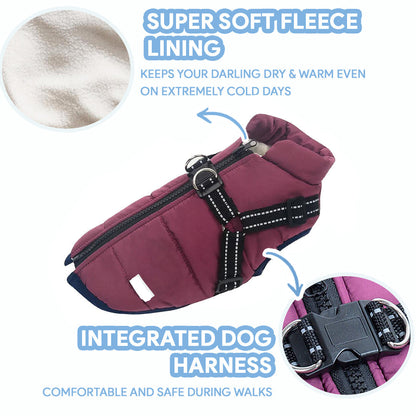 Waterproof Fleece Dog Coat for Cold Weather Protection, Adjustable Fit, Perfect for Small to Large Breeds