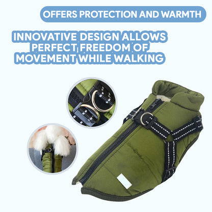 Waterproof Fleece Dog Coat for Cold Weather Protection, Adjustable Fit, Perfect for Small to Large Breeds