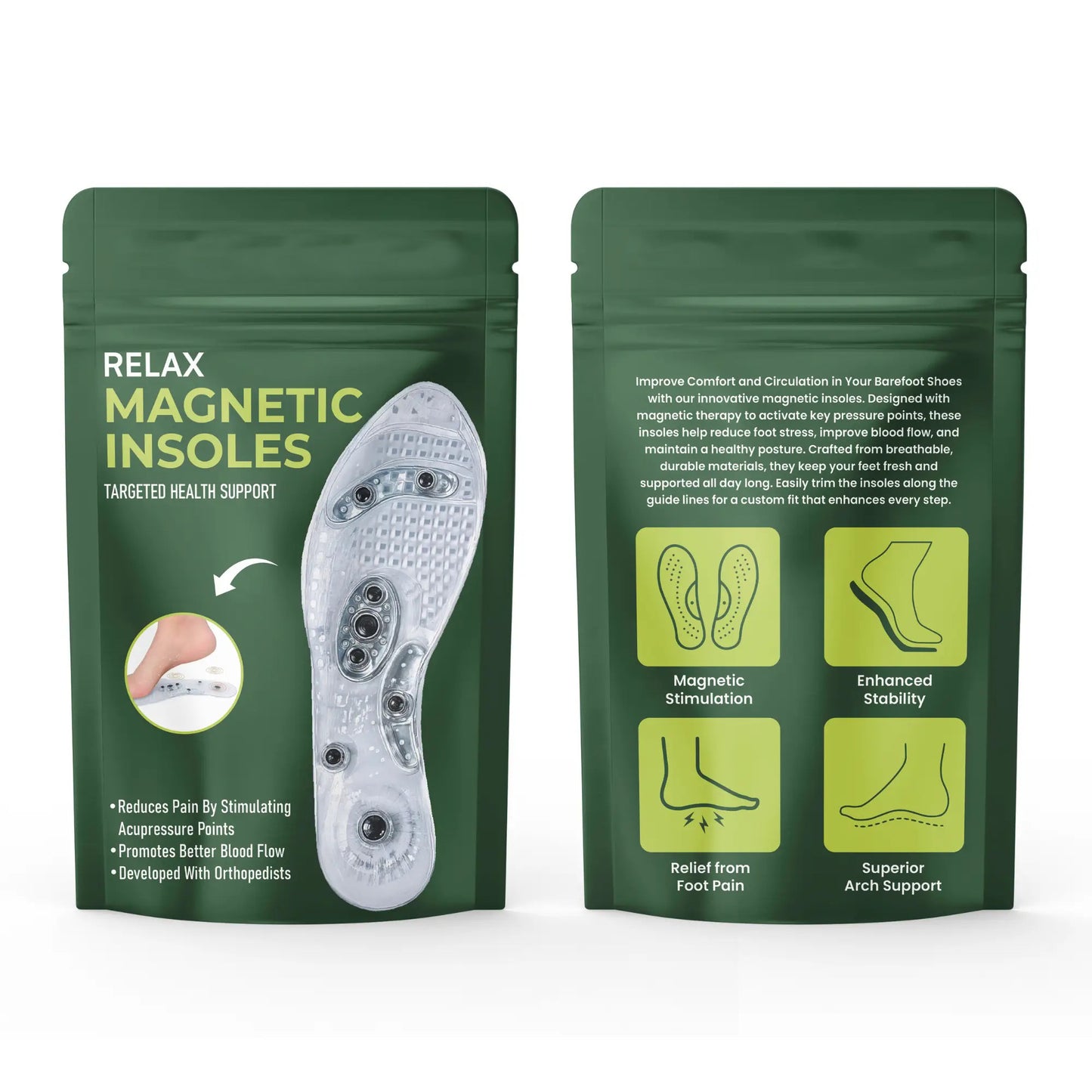 Magnetic Acupressure Insoles | Pain Relief, Arch Support & Comfort for Flat Feet and Plantar Fasciitis
