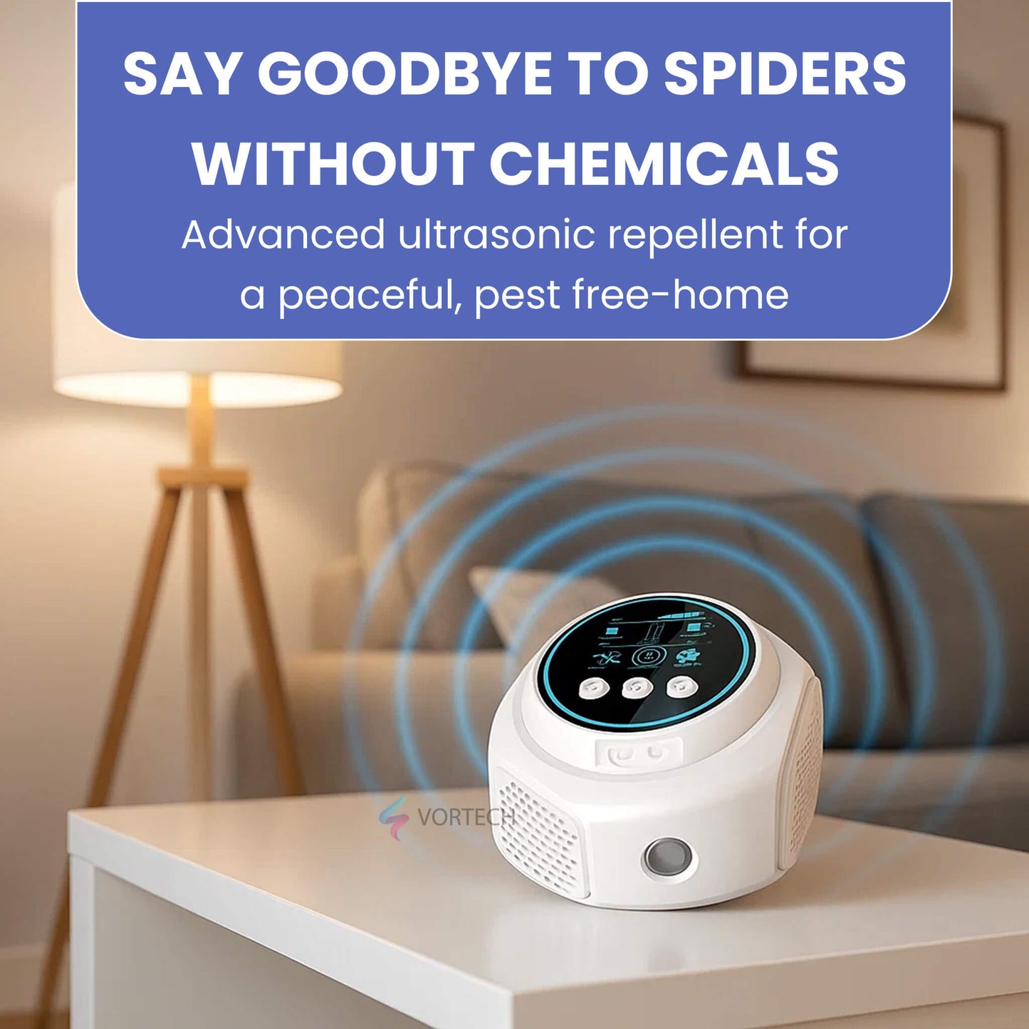 Plug-In Ultrasonic Spider Repeller | Chemical-Free Electronic Spider Killer Alternative for Home – Safe, Silent & 3200 sq. ft. Coverage