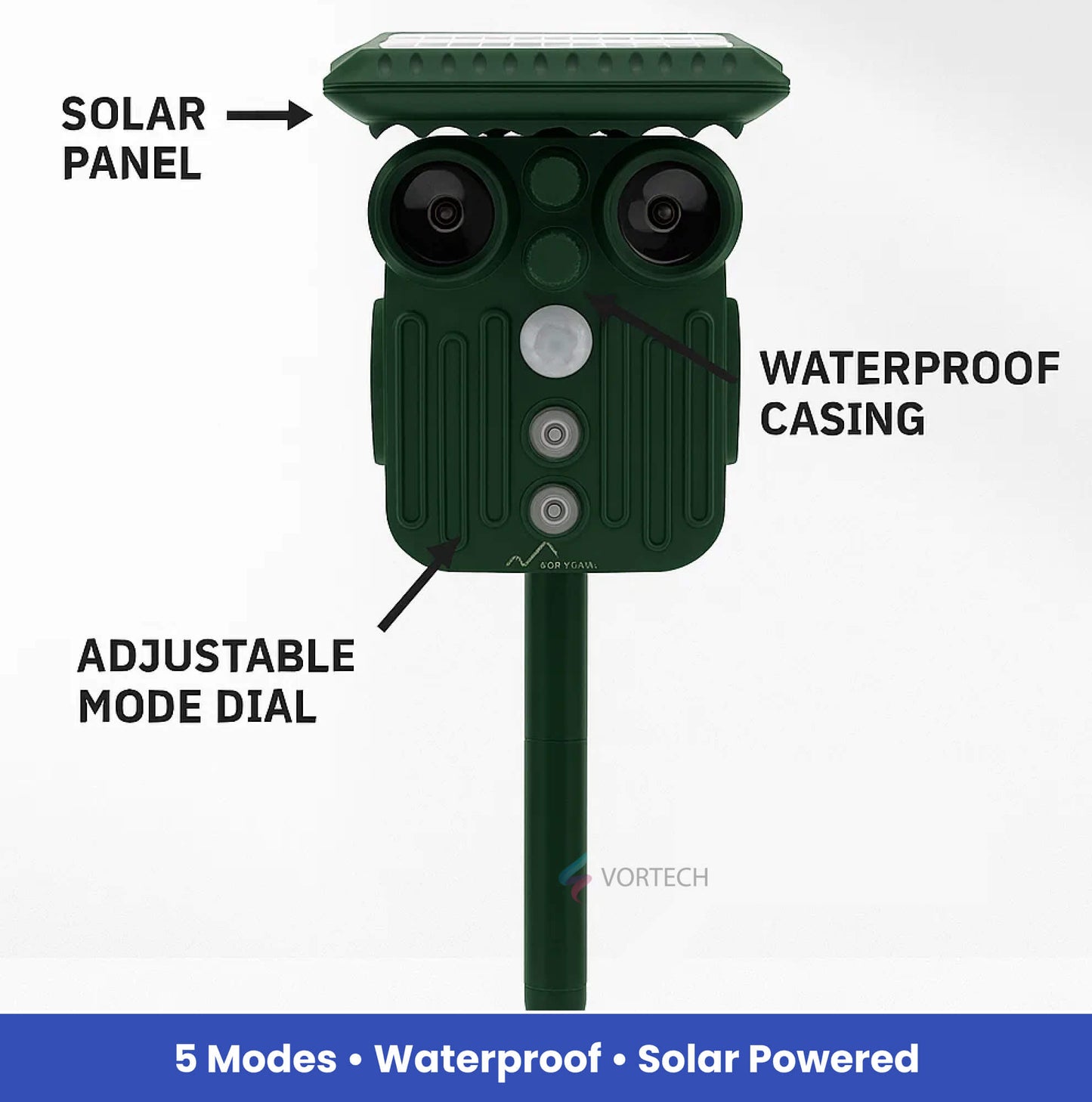 Ultrasonic Solar Deer Repeller | 5 Adjustable Modes. Waterproof & Eco-Friendly for Home Gardens and Yards