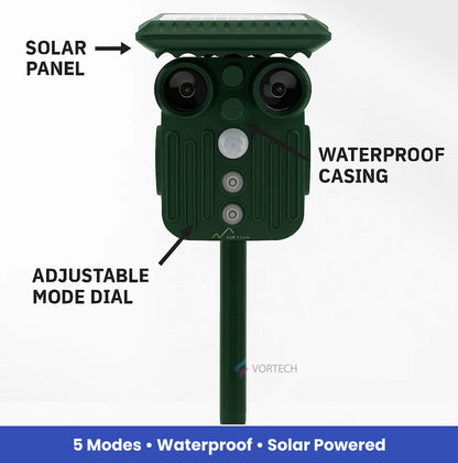 Ultrasonic Solar Deer Repeller | 5 Adjustable Modes. Waterproof & Eco-Friendly for Home Gardens and Yards