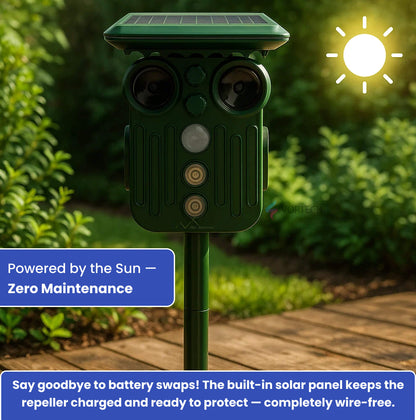 Ultrasonic Solar Deer Repeller | 5 Adjustable Modes, Waterproof & Eco-Friendly for Home Gardens and Yards