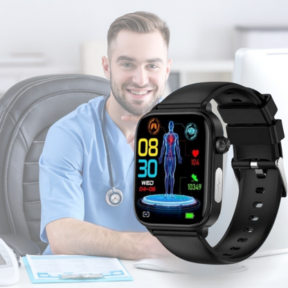 GlucoCare - Non Invasive Blood Glucose Meter SOS Smartwatch | Needle-Free Blood Glucose Monitoring & Fall Detection for Health Tracking and Emergency Assistance