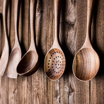 7-Piece Wooden Spoon Utensils | Wooden Kitchen Utensils & Cooking Utensils Set | Kitchen Utensil Set
