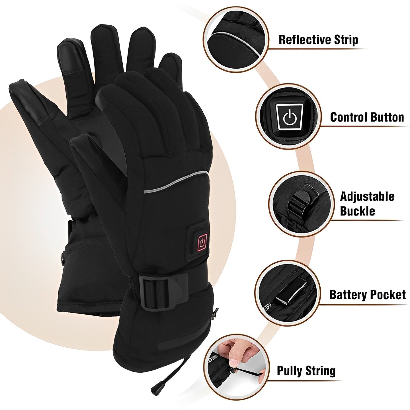 Heated Electric Gloves | Water-Resistant, Adjustable Heat Settings & Ideal for Cold Weather Activities