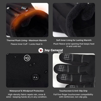 Heated Gloves for Men – Thermal Waterproof Winter Gloves with Heating & Touchscreen Grip